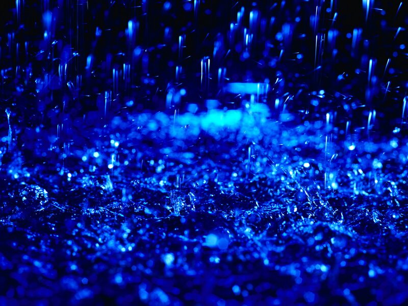 Raindrops on Wet Surface — Blue, Dramatic