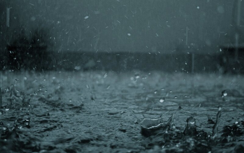 Raindrops on Wet Surface — Gray