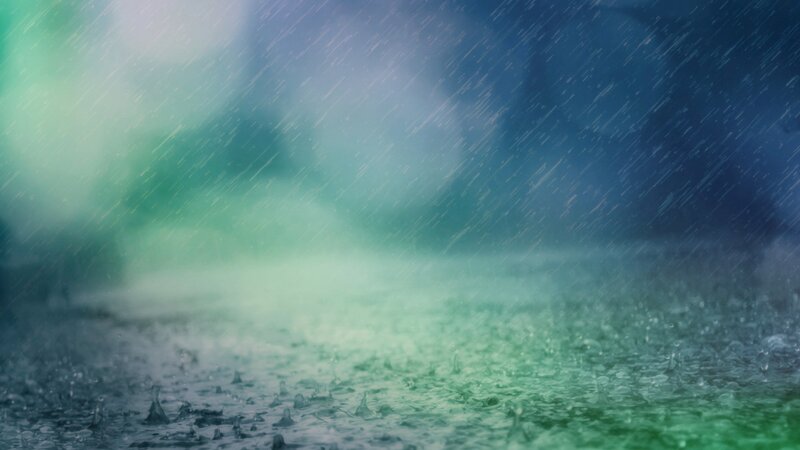 Raindrops on Wet Surface — Green