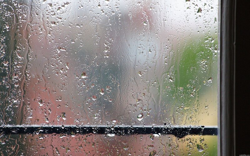 Raindrops on Window — Gray, Calm, Photograph