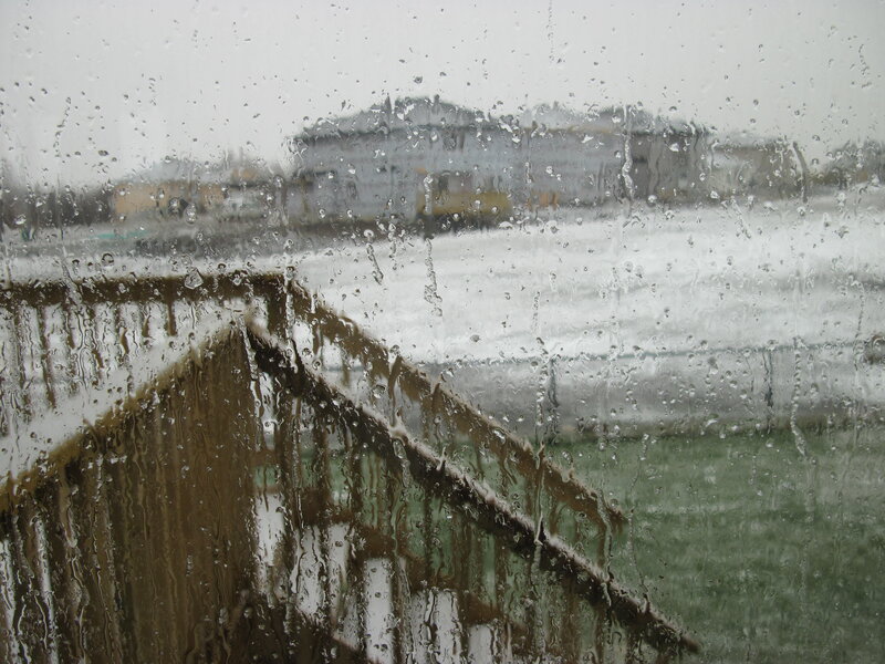 Raindrops on Window — Gray, Dreary