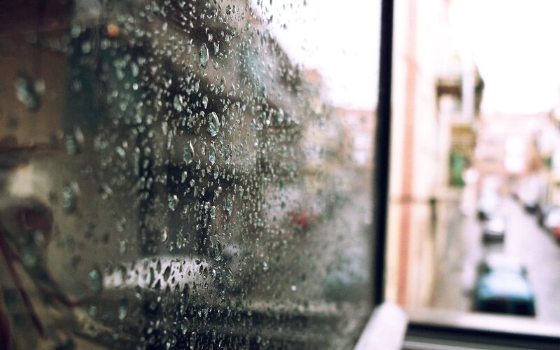 Raindrops on Window — Gray, Melancholic, Morning