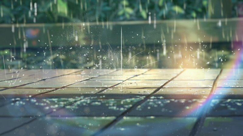 Raindrops on Wooden Deck — Green