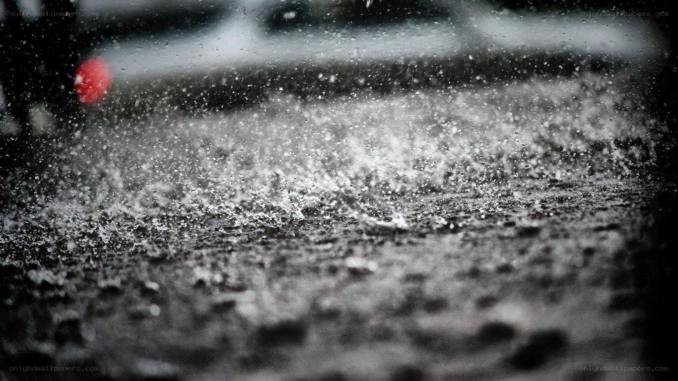 raindrops splashing on pavement