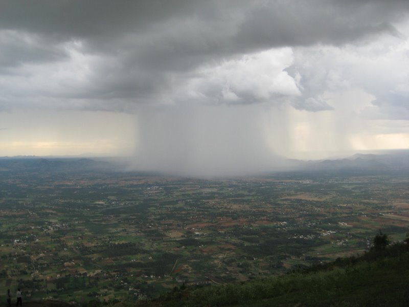 Rainstorm over a valley