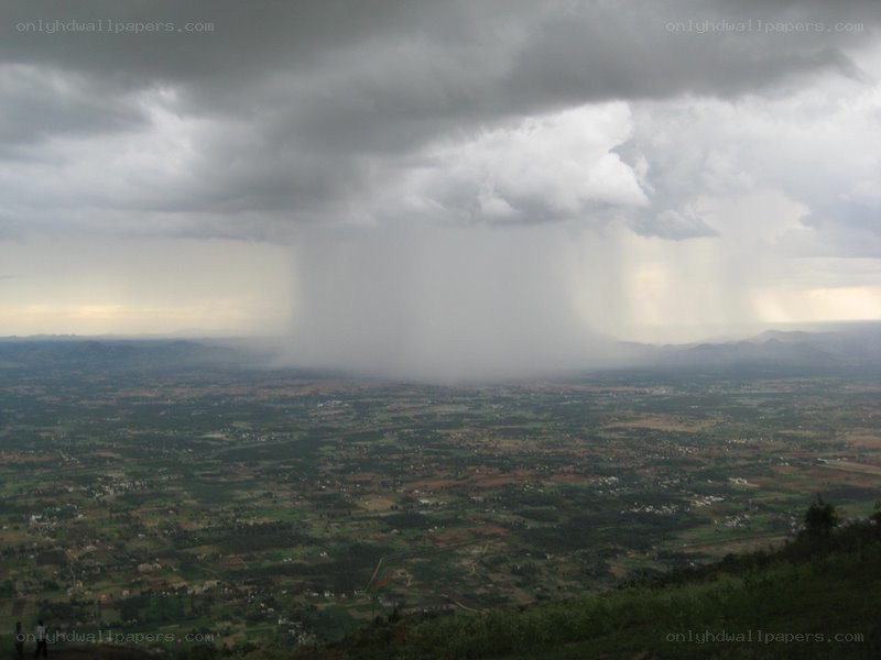 Rainstorm over a valley