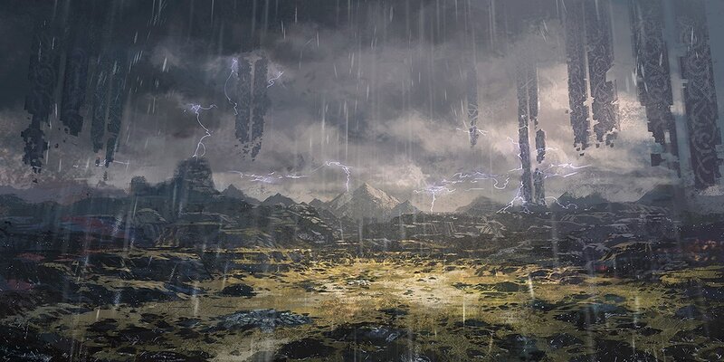 Rainy Alien Landscape — Gray, Dramatic