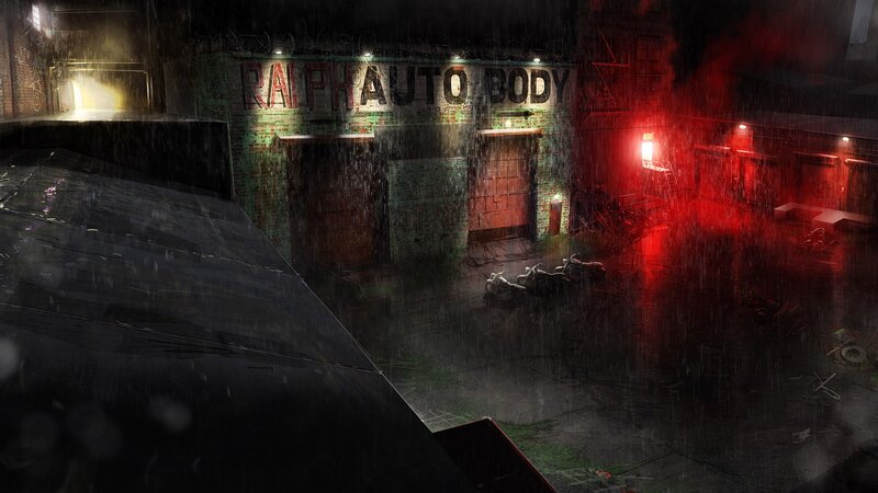 Rainy alley at night