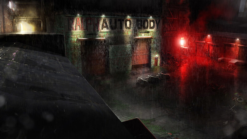 rainy alley at night