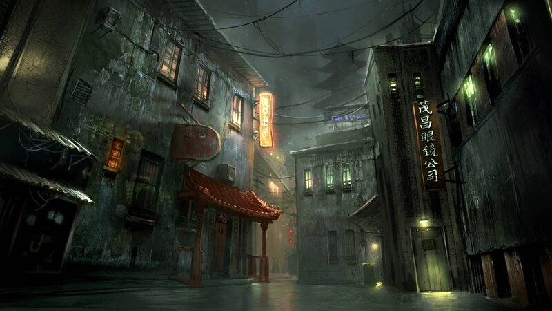 Rainy Alley at Night — Gray