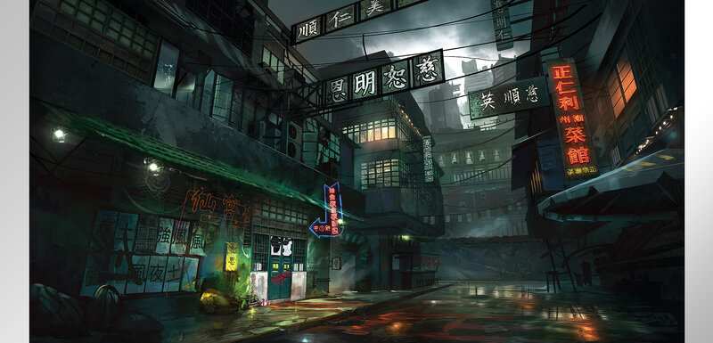 Rainy Alley at Night — Green