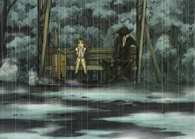 Rainy bench scene