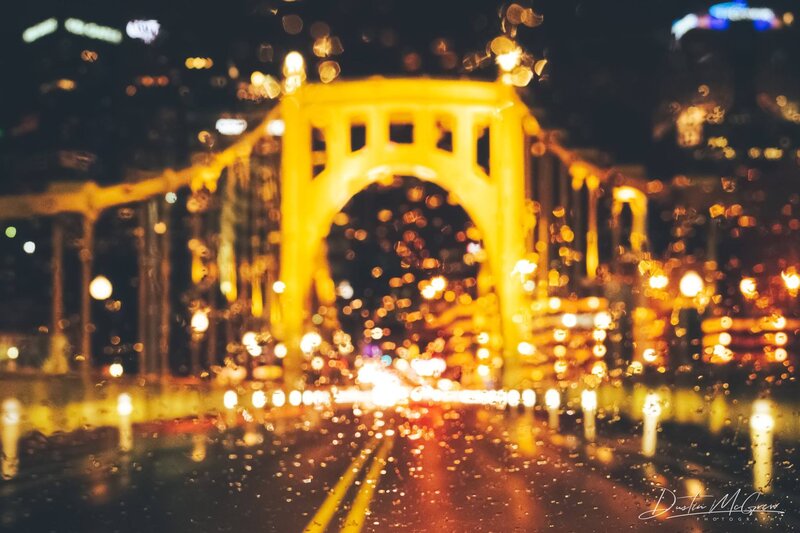 Rainy Bridge at Night — Yellow