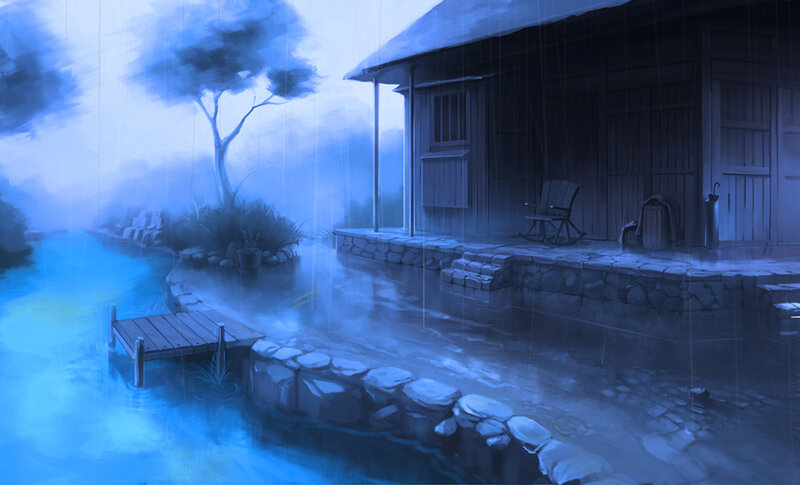 Rainy Cabin by Water