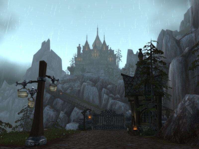 rainy castle on a cliff