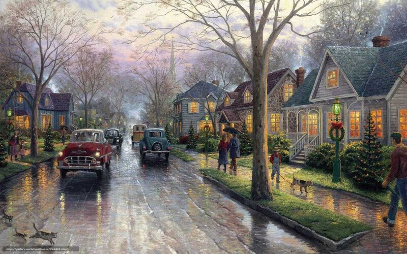 Rainy Christmas Eve in a Suburb