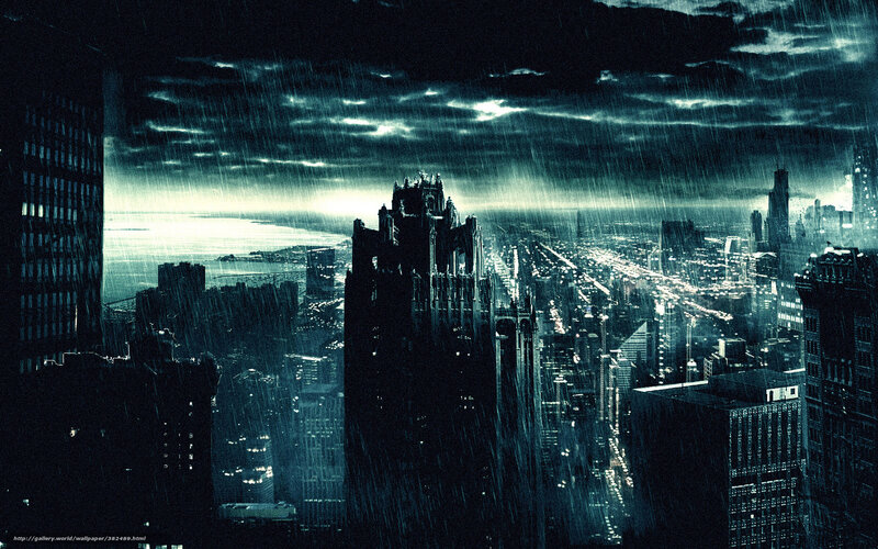 rainy city at night