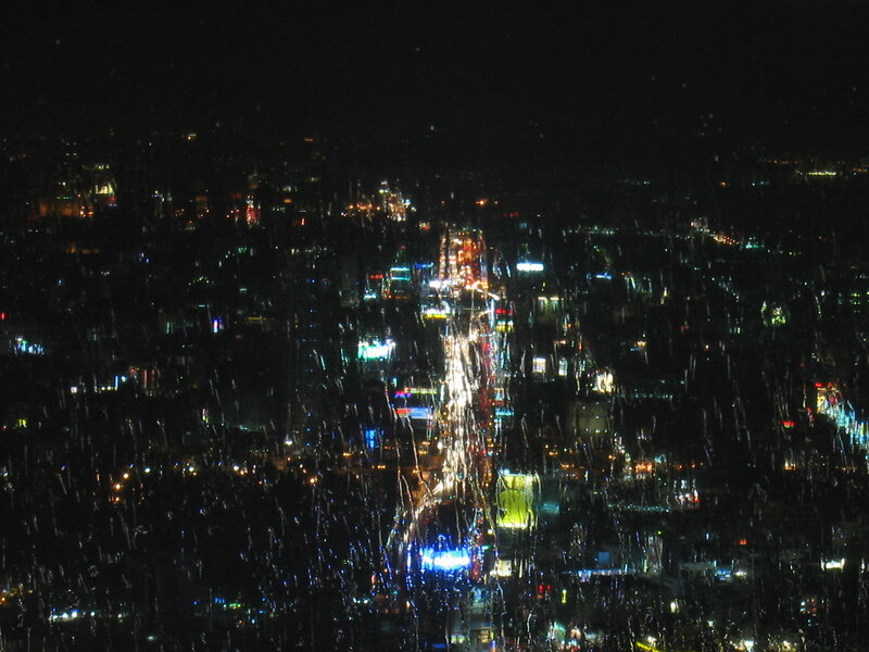 rainy city night view