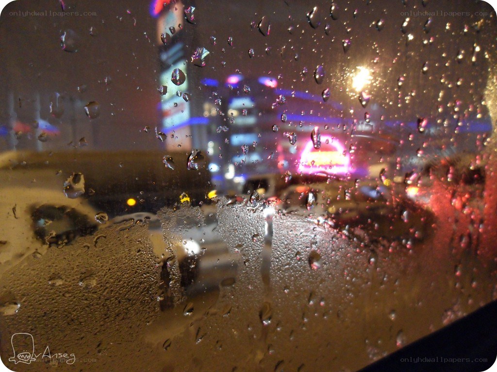 rainy city night view