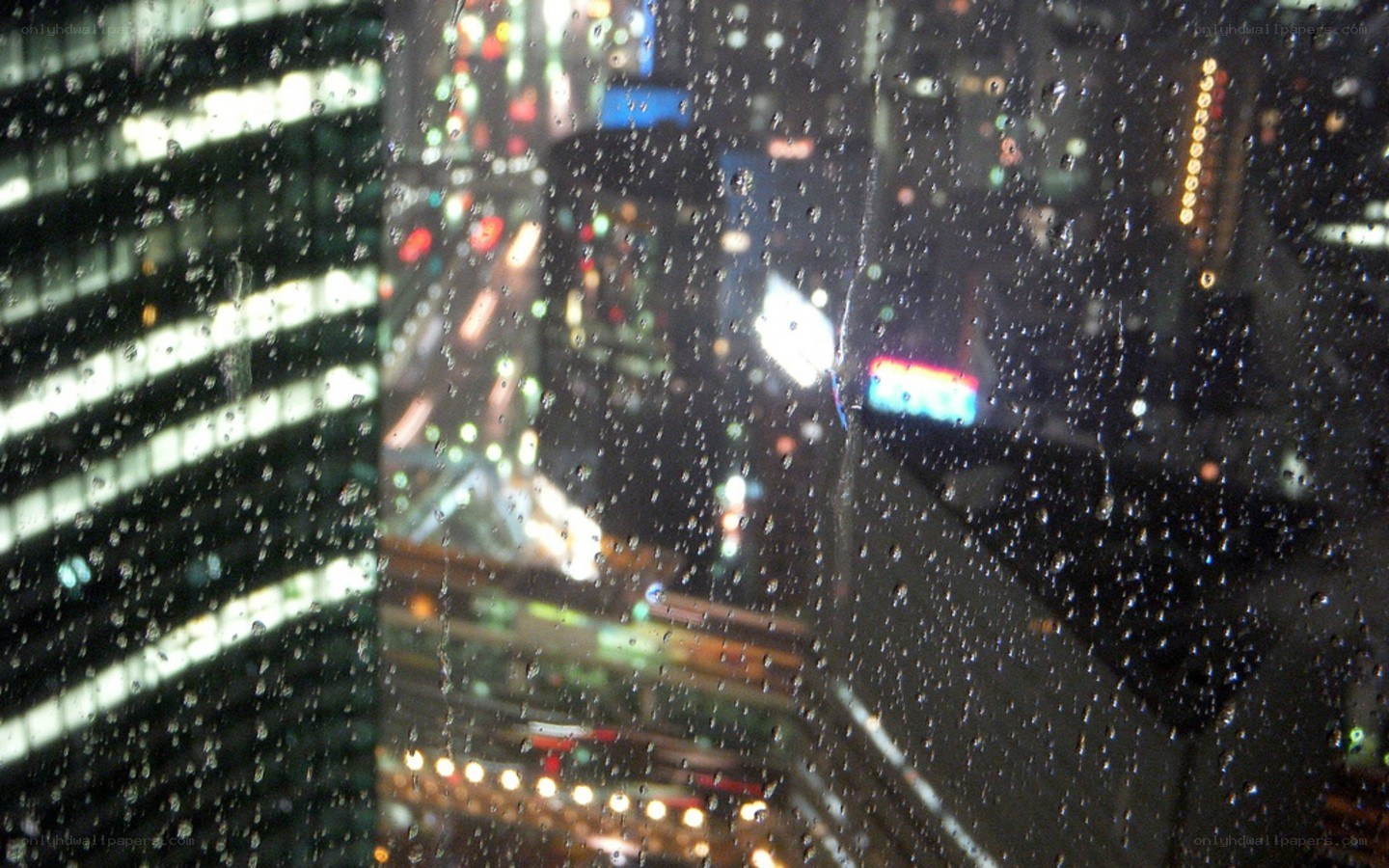 rainy city night view