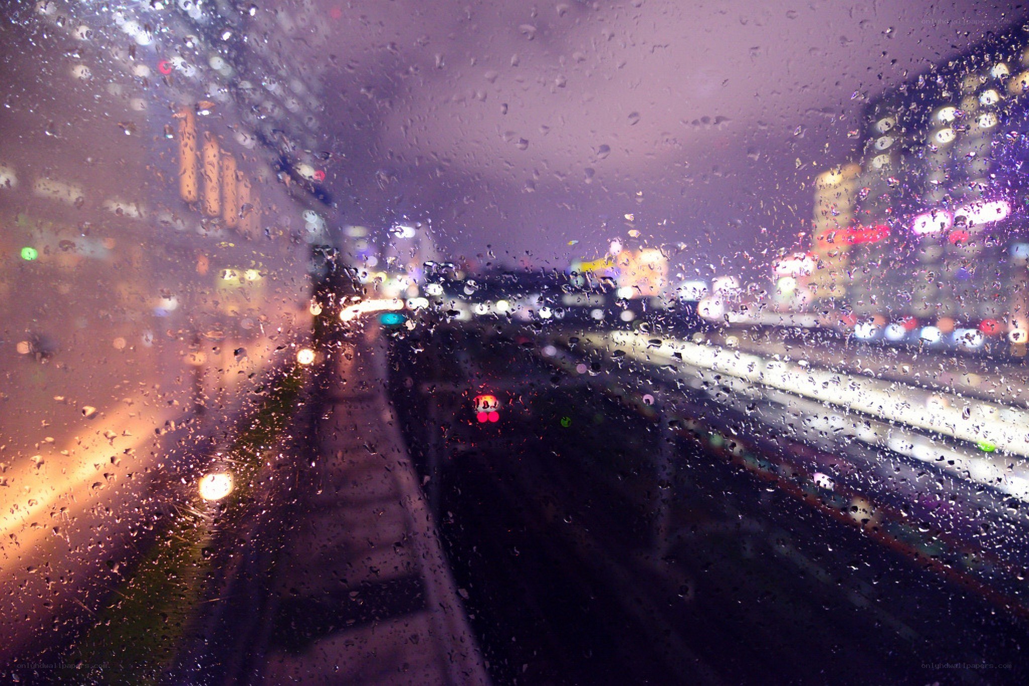 Rainy city night view