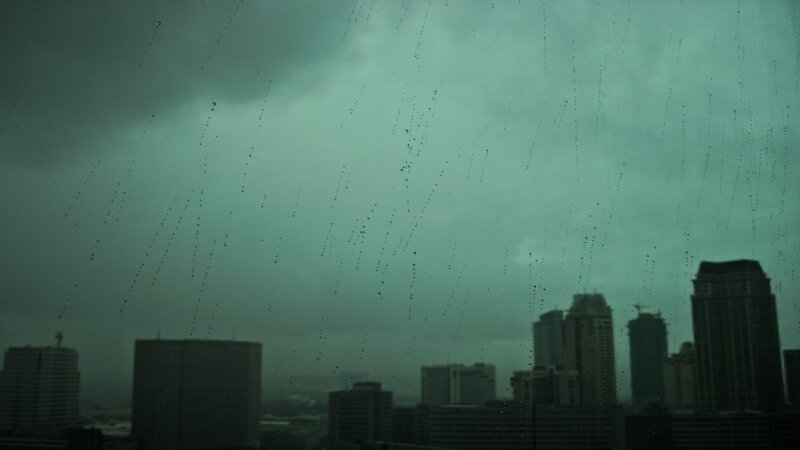 Rainy City Skyline — Gray