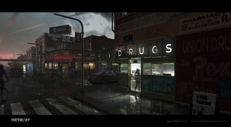 Rainy City Street at Dusk — Gray