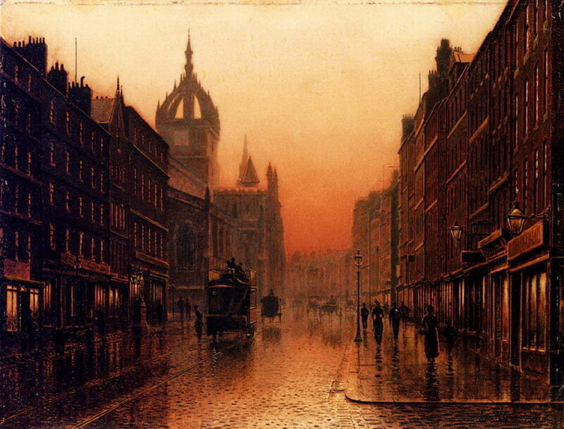 Rainy City Street at Dusk — Orange