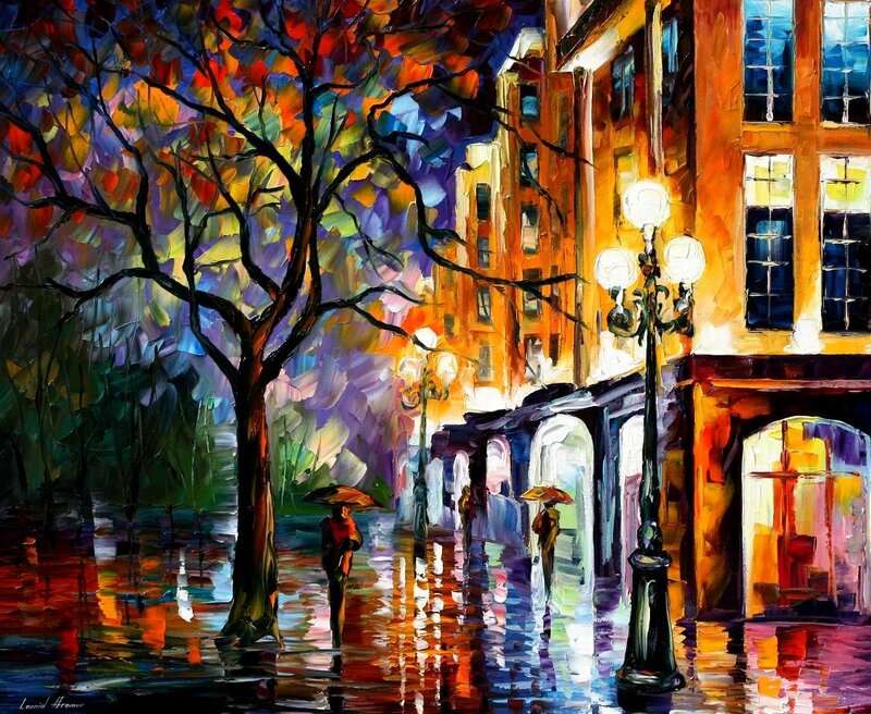 Rainy City Street at Night
