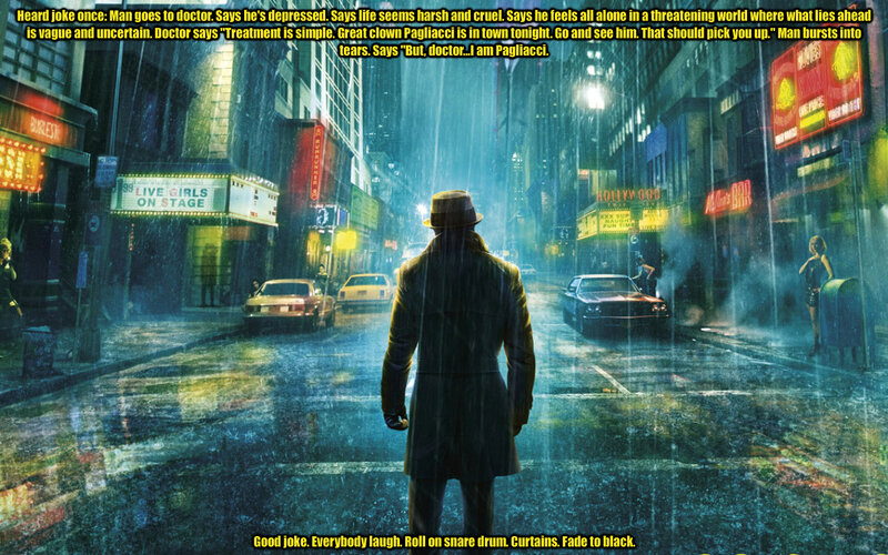rainy city street at night