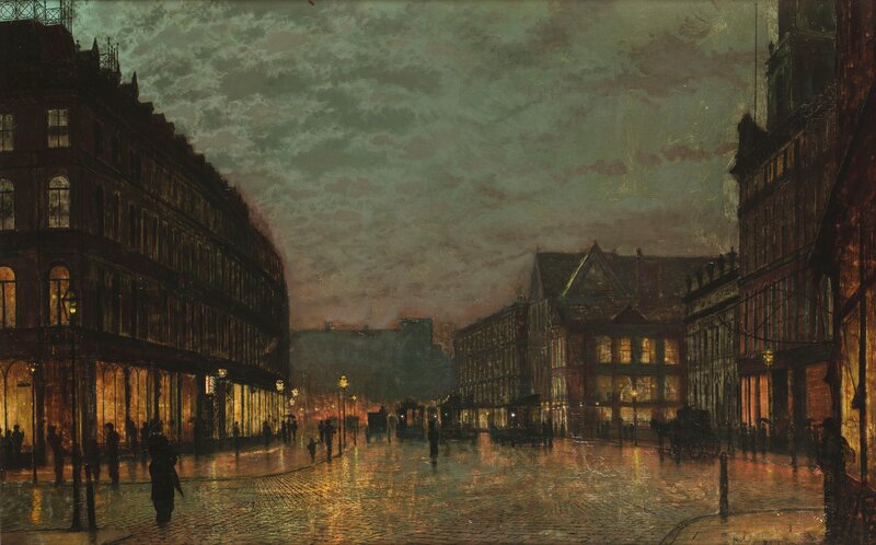 Rainy city street at night