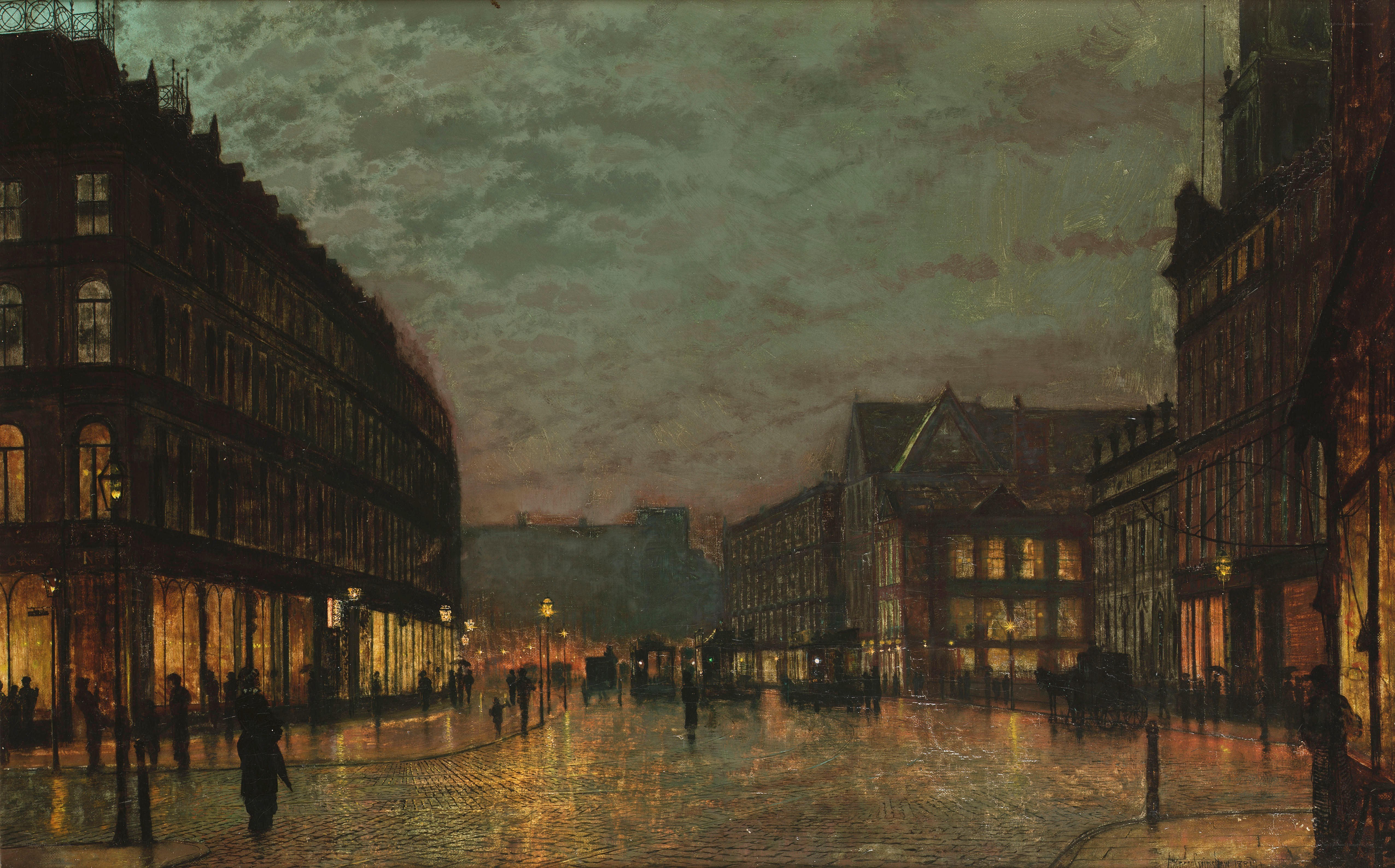 Rainy city street at night