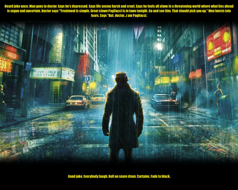 rainy city street at night