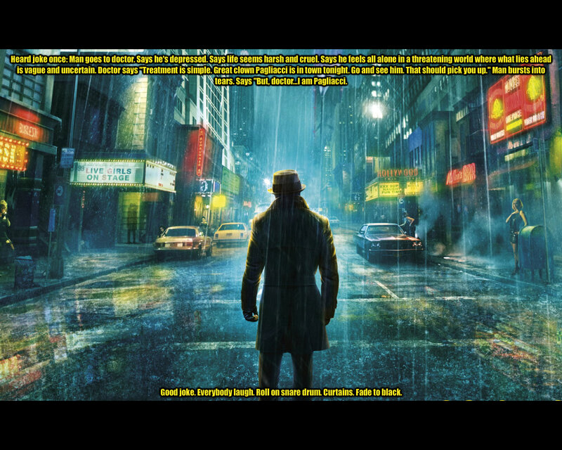 rainy city street at night