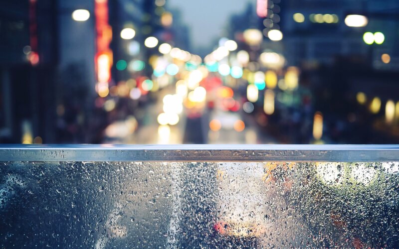 Rainy City Street at Night — Blue, Moody