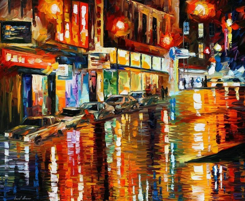 Rainy City Street at Night — Orange