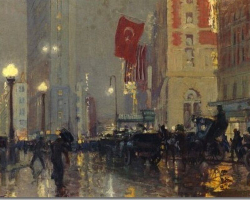 Rainy City Street at Night — Yellow
