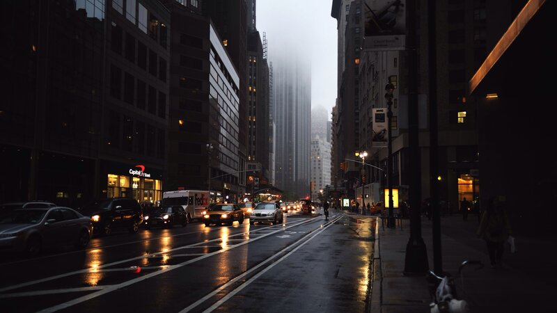 Rainy City Street — Black