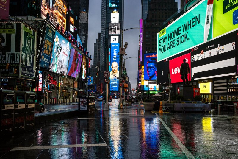 Rainy City Street — Blue, Dramatic, Night