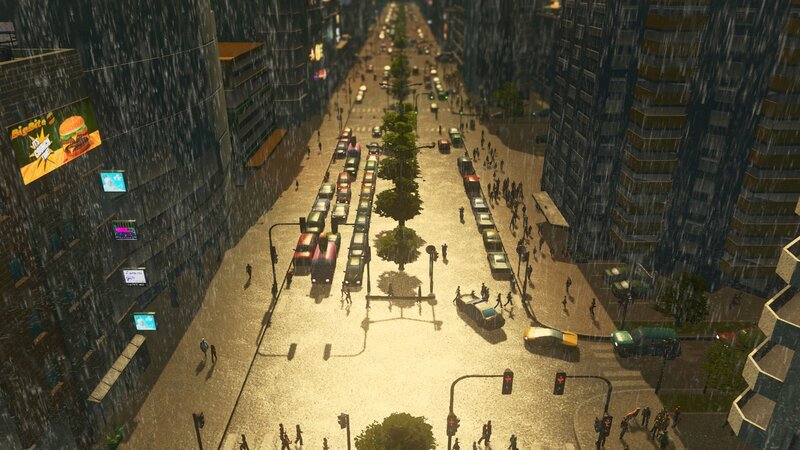 Rainy City Street — Gray, Dramatic