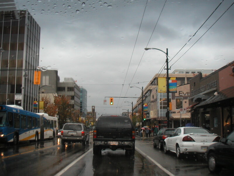 Rainy City Street — Gray