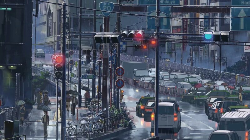 Rainy City Street Scene — Gray, Dramatic, Afternoon