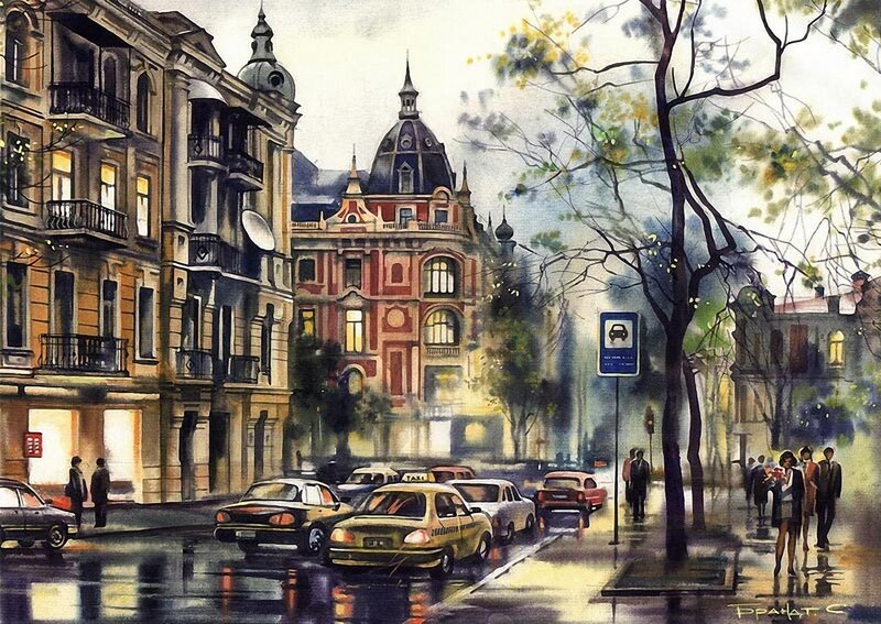 Rainy City Street — Yellow