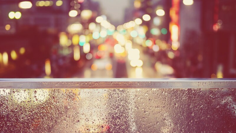Rainy City View at Night — Red
