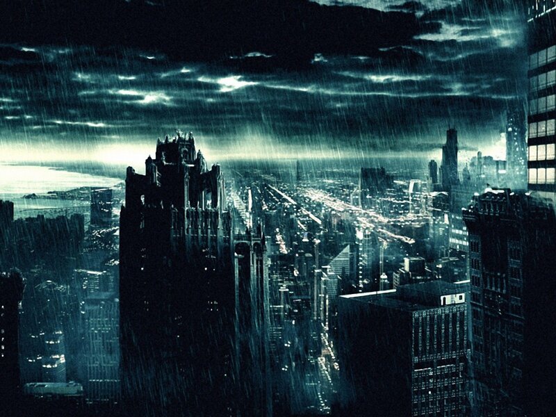 rainy cityscape at night