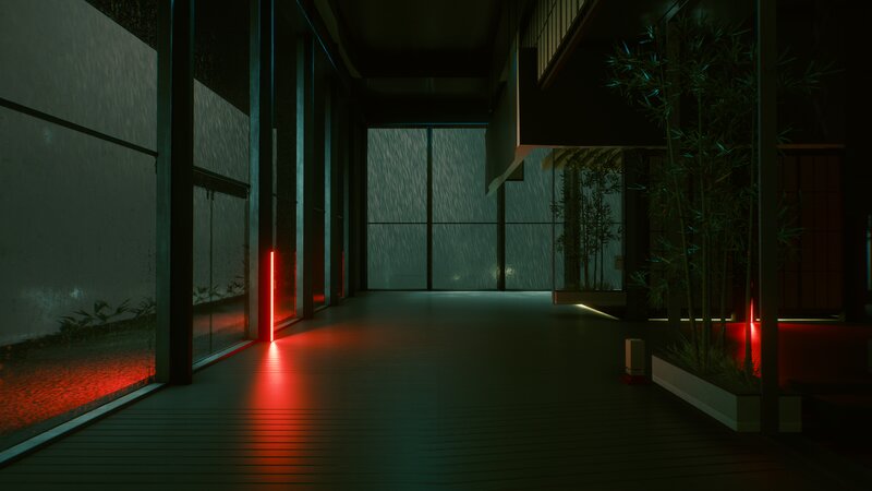Rainy Corridor at Night