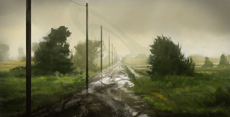 rainy country road