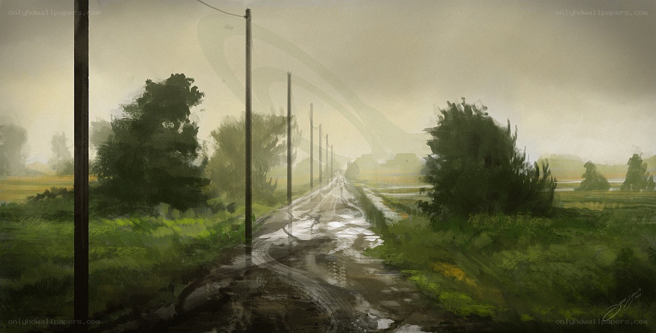 rainy country road