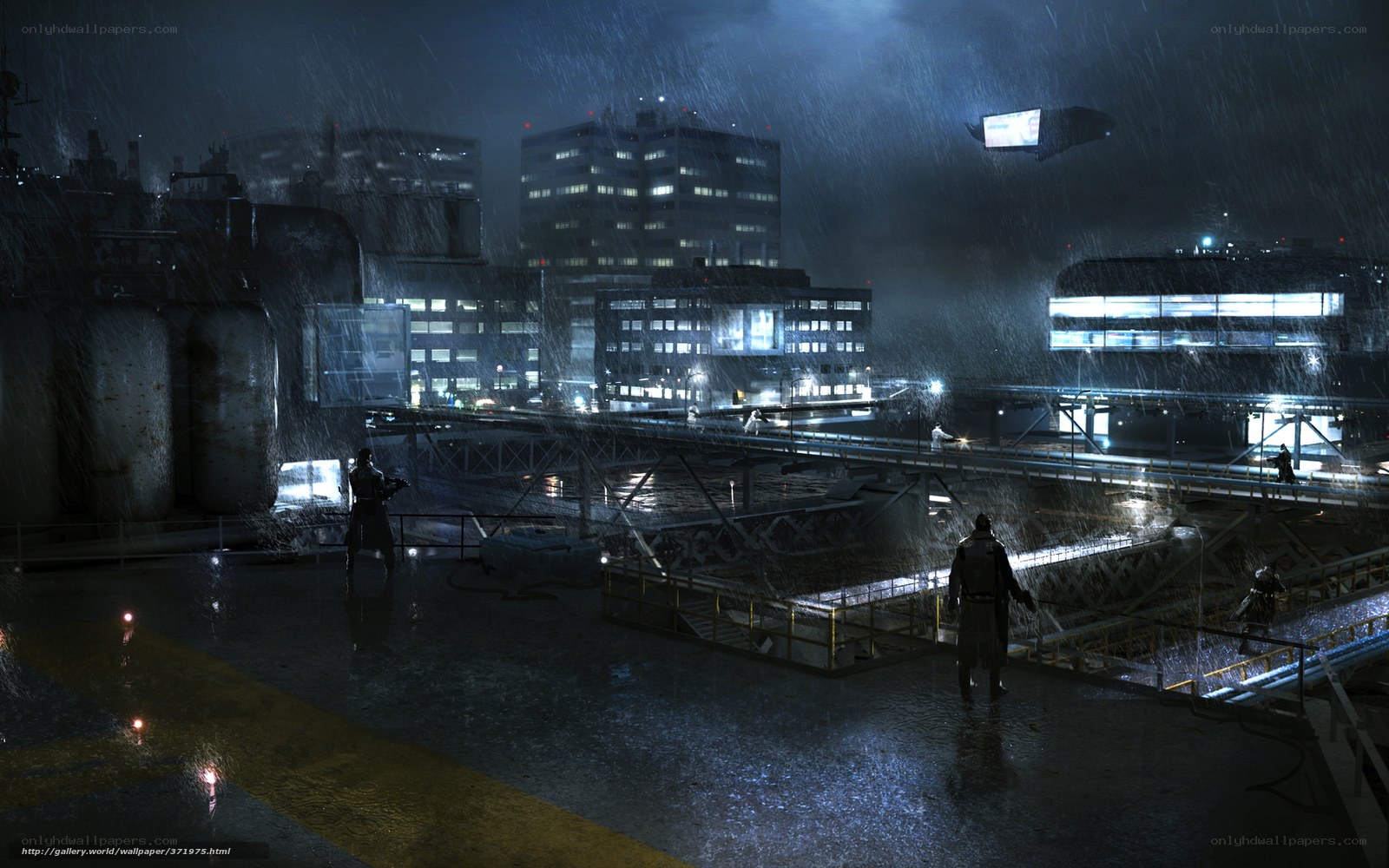 Rainy cyberpunk cityscape