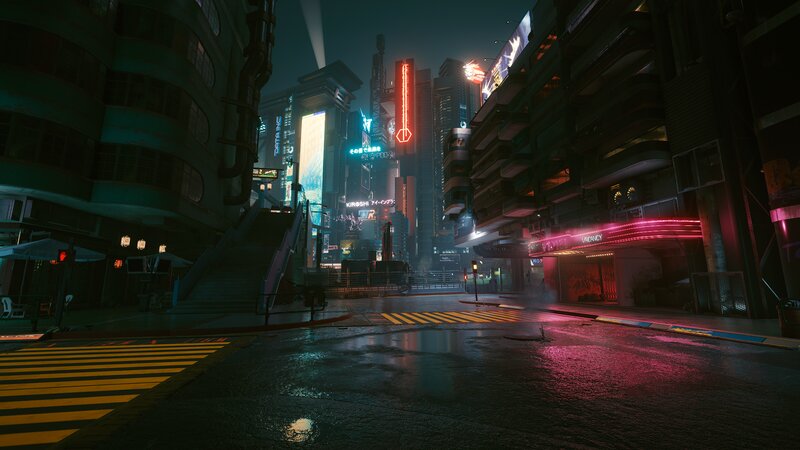 Rainy Cyberpunk Street — Black